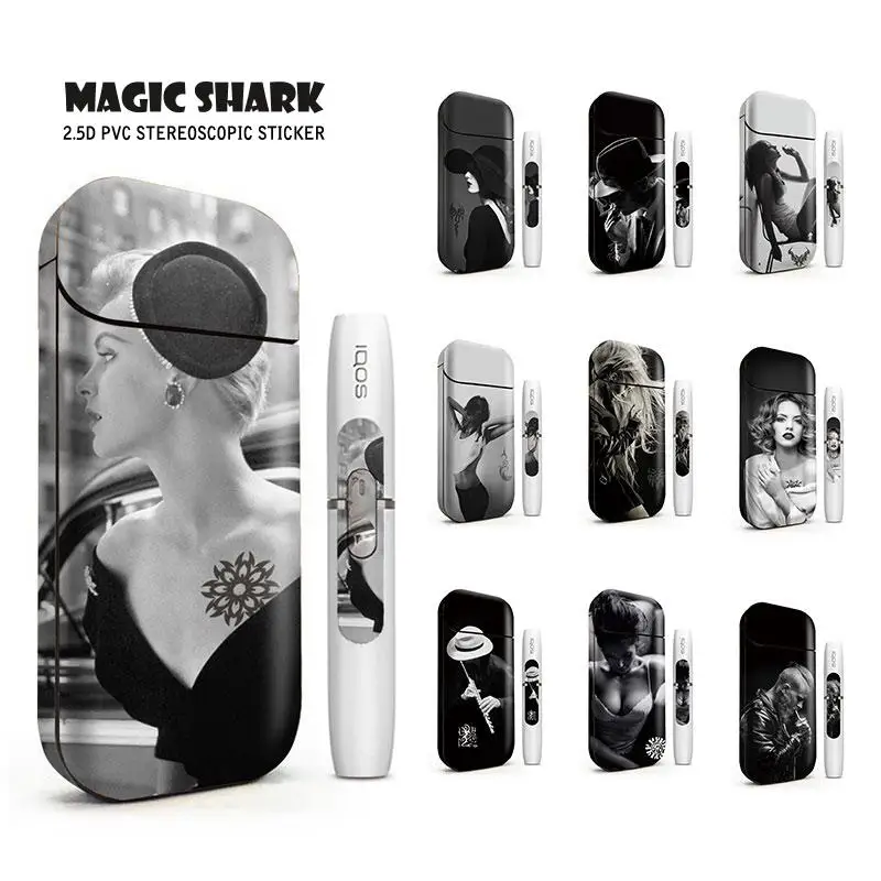 Чехол Magic Shark для IQOS черный белый в стиле панк из ПВХ|Наклейки телефонов| |