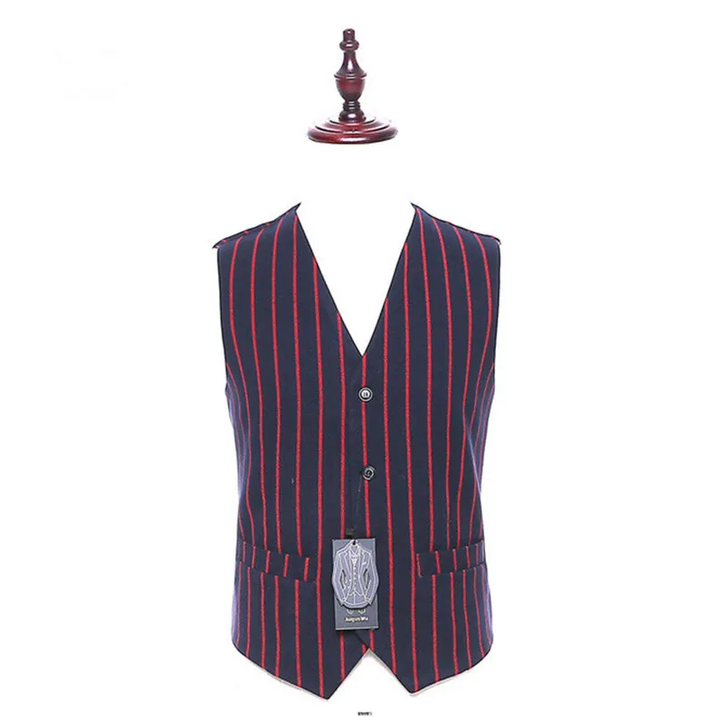 Новый мужской костюм в красную полоску с отложным воротником двубортные мужские