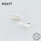 Женские серьги-гвоздики из серебра 925 пробы с перьями