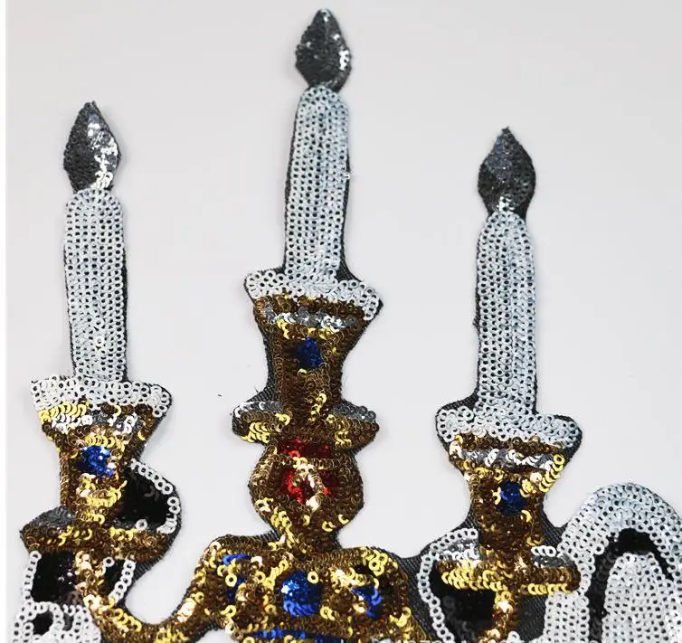 31*17 см красивый и чудовище свеча блесток патчи Вышивка патч для моды футболка