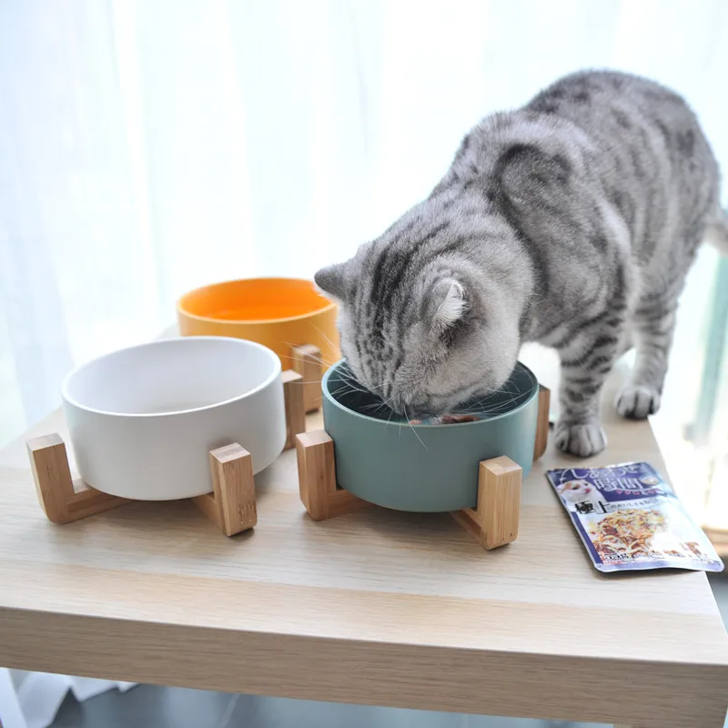 Миска для кошек и собак кормушки круглая керамическая чаша щенок кошка с полкой