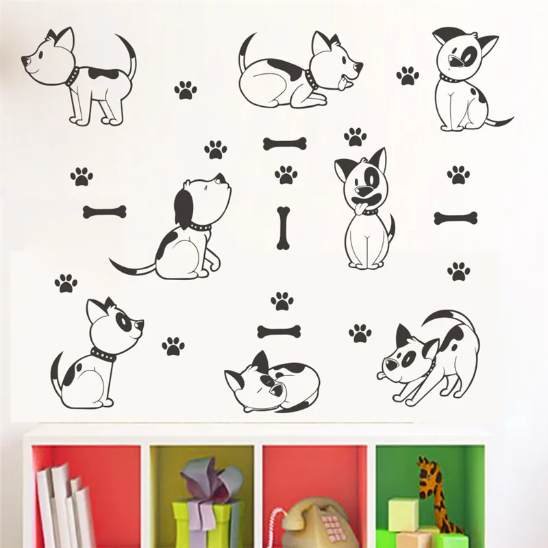 3D Lovely Dogs Bone Paw Wall Sticker Toilet Bathroom Decoration Animals Home Car Decor Mural Art Poster |