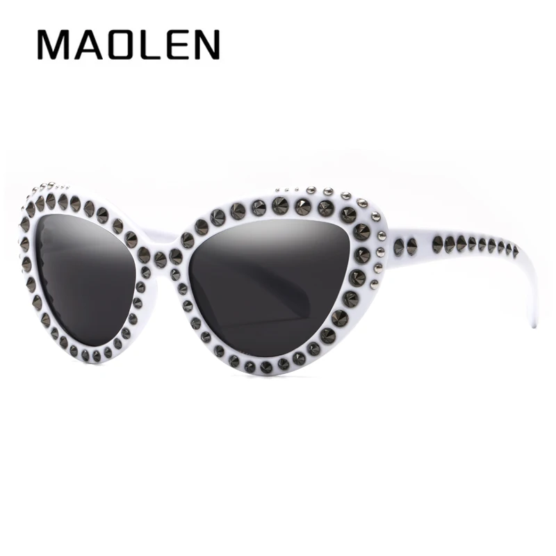 MAOLEN 2018 Foreign trade hot sale explosions Outdoor general large frame fashion retro butterfly-shaped diamond sunglasses | Аксессуары
