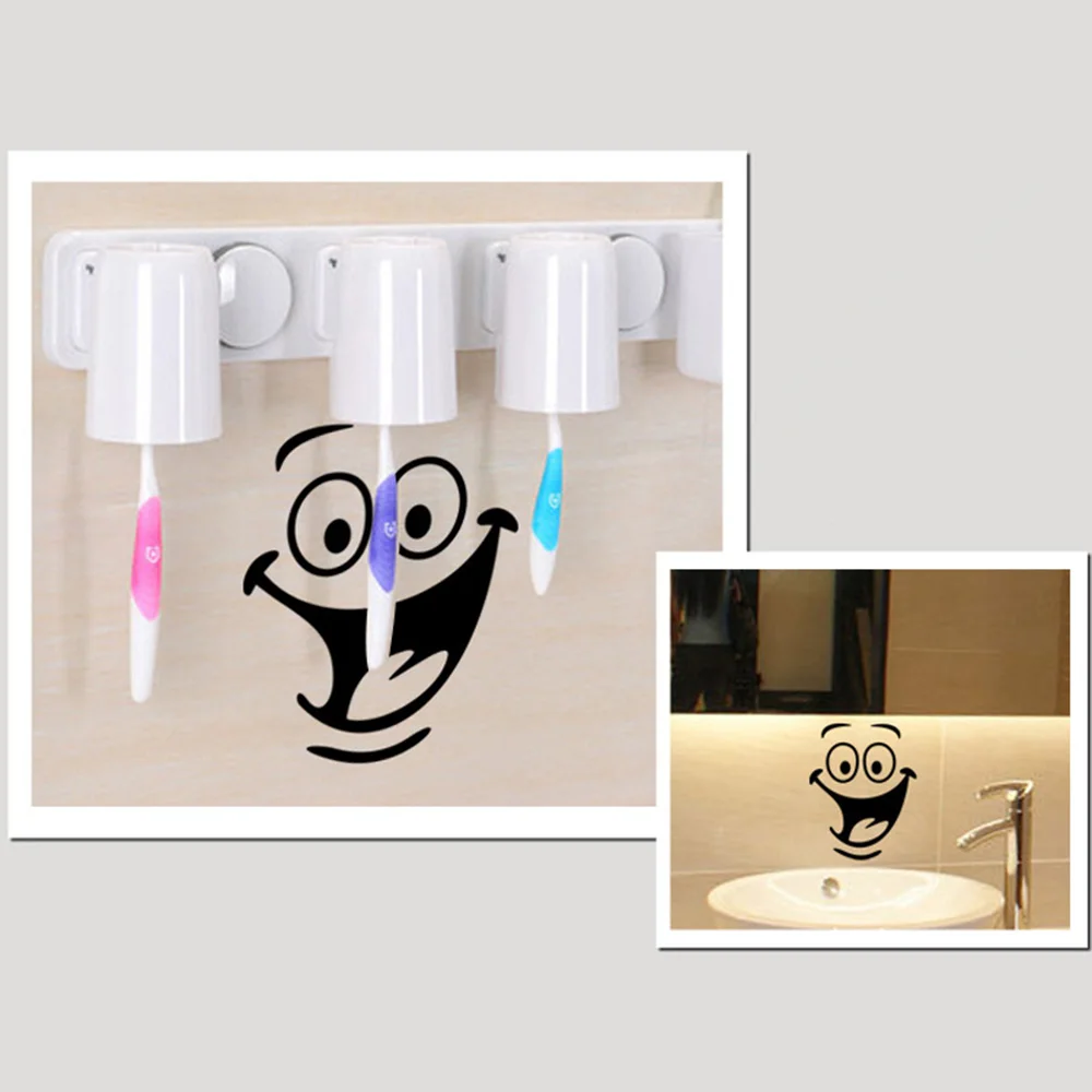 Забавные настенные наклейки Smile для ванной комнаты украшение дома