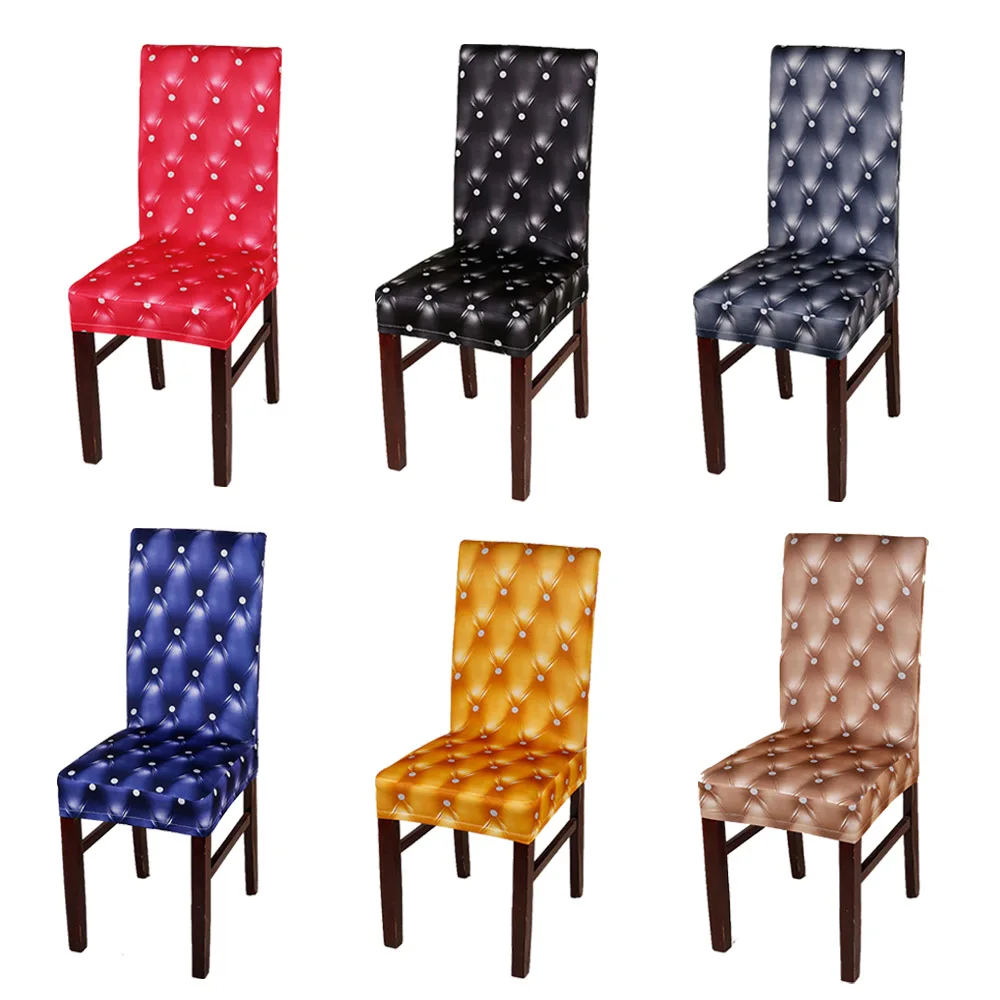 

Hot 6pcs/lot Black/Grey/Coffee 7 colors False PU Elastic Stretch Spandex Chair Seat Cover For Home Dining Room