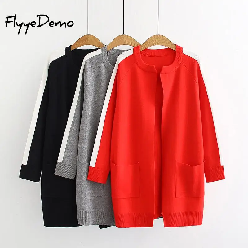 Casual Knitting Long Cardigan Female Loose Trench Coat Knitted Jumper 2019 Autumn Winter Warm Sweater Women Plus Size |