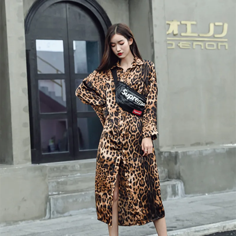 2018 Female Leopard Print Blouses Long Sleeve Style Shirts Autumn Women Outerwear Casual loose Single-breasted Top |
