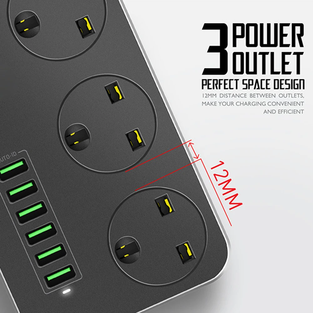 2019 Новое поступление 1 5 м многофункциональный 3 розетки 6 USB портов для зарядки