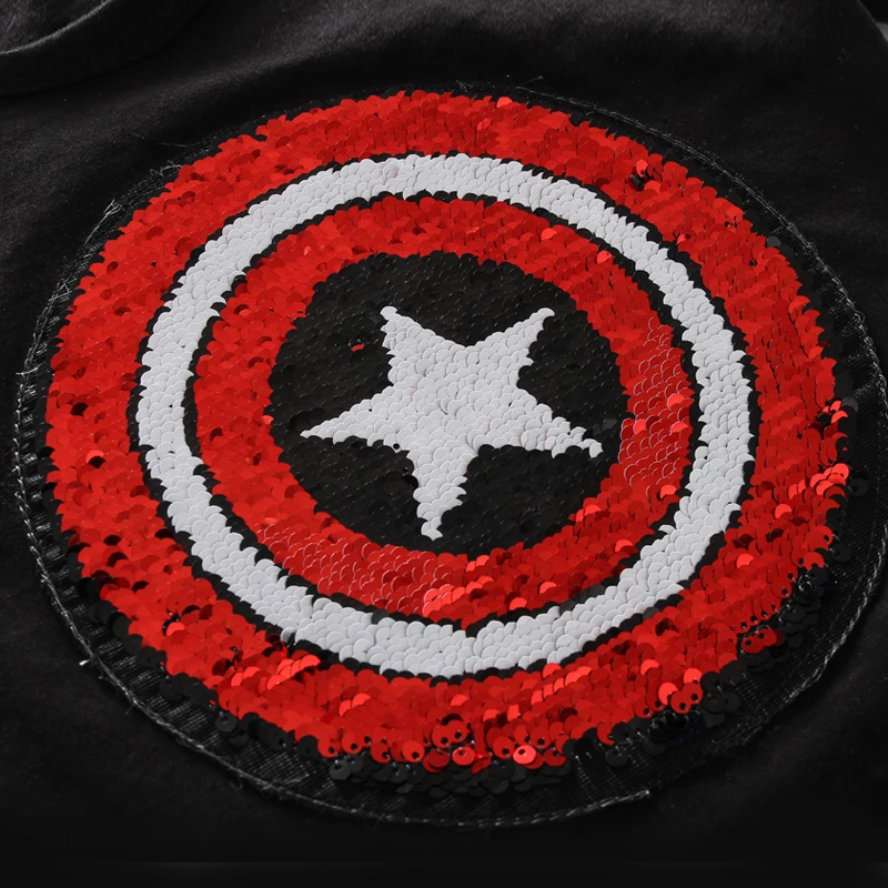 Двусторонняя Футболка с блестками футболки надписью changable Captain America Человек паук