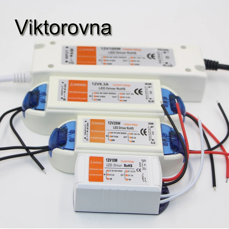 Светодиодный источник питания DC12V 18 Вт 28 72 100 драйвер адаптер Трансформаторы