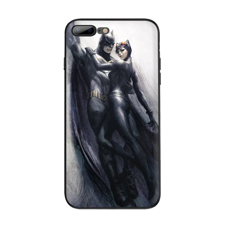 Desxz Бэтмен кошка женщина целующийся клуб Мягкий ТПУ чехол для iPhone 5 5S SE 6 6s 7 8 Plus X XR XS