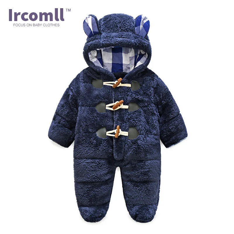 

2017 Ircomll NEWEST Warm Body suit Children's Coral Fleece Hooded Rompers For baby Kid Jumpsuit Outwear Infant Boy Clothing