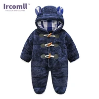 2017 ircomll newest warm body suit childrens coral fleece hooded rompers for baby kid jumpsuit outwear infant boy clothing