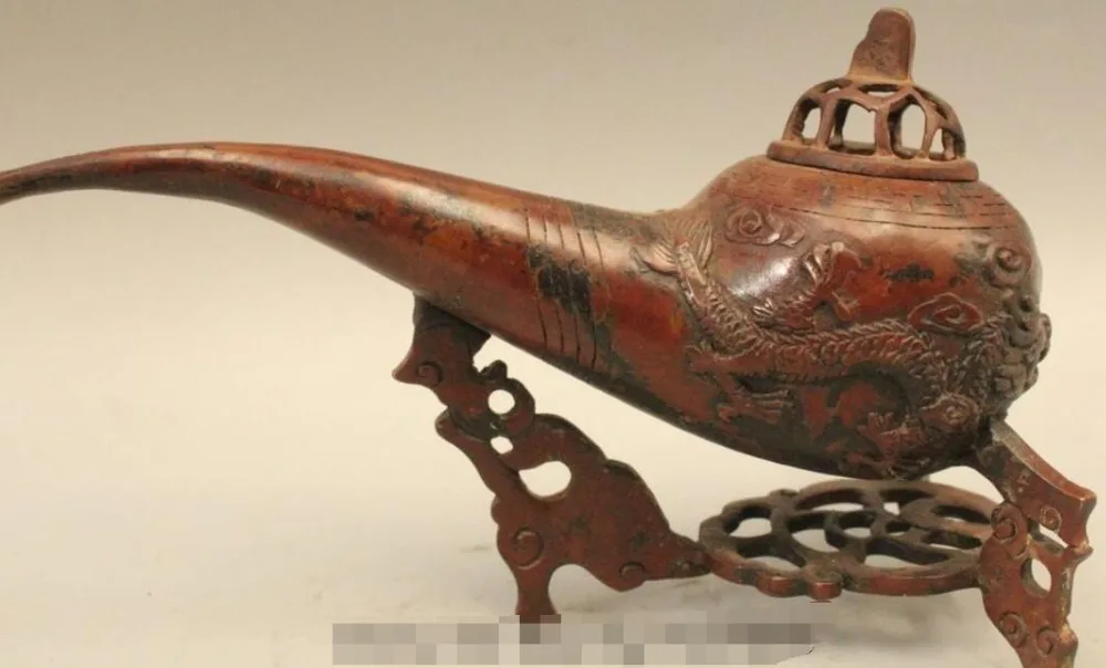 5 &quotотмечен Китай Китайский Бронзовый табак труба Дракон благовония горелка