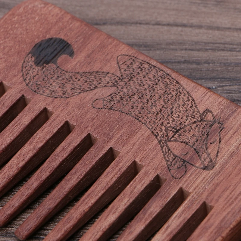 Натуральная древесина Антистатическая Массажная расческа для волос с бородой