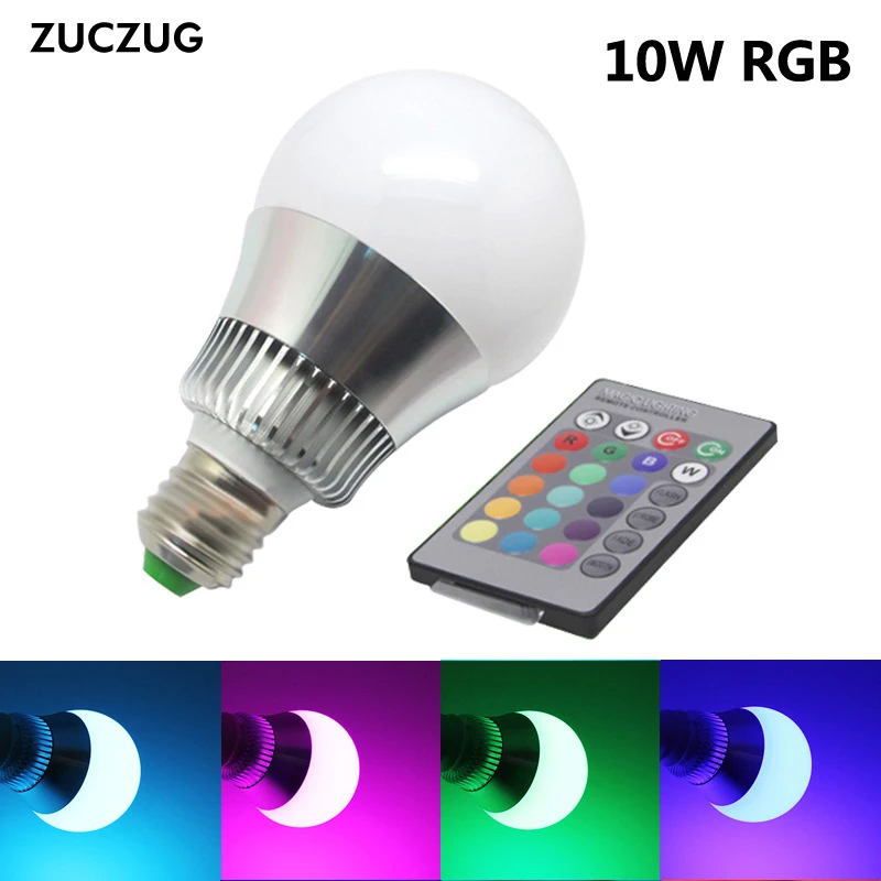 E27 RGB светодиодный Lamp10W лампа ИК-пульт дистанционного Управление 16 Цвет изменения