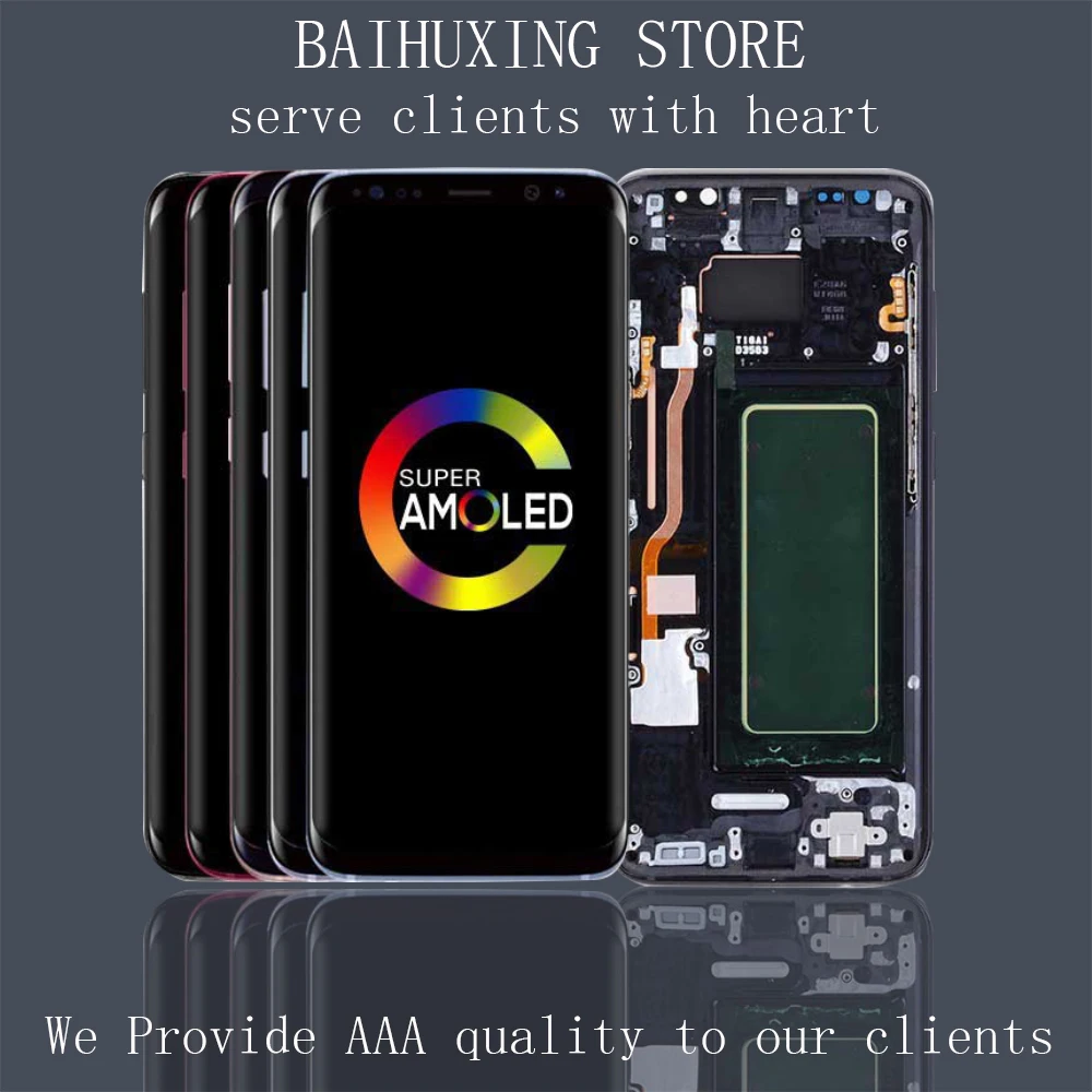 Amoled 5 8 &quotОригинальный Для samsung Galaxy S8 g950 ЖК дисплей сенсорный экран с рамкой