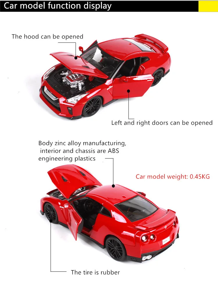 Bburago 1:24 Nissan GTR имитационная модель автомобиля из сплава украшение Коллекция игрушек инструменты подарок