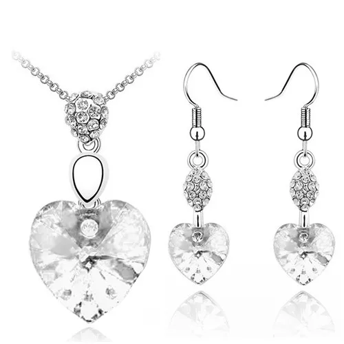 Комплект из колье и сердца с австрийским кристаллом|set necklace earring|necklace earringpendant jewelry