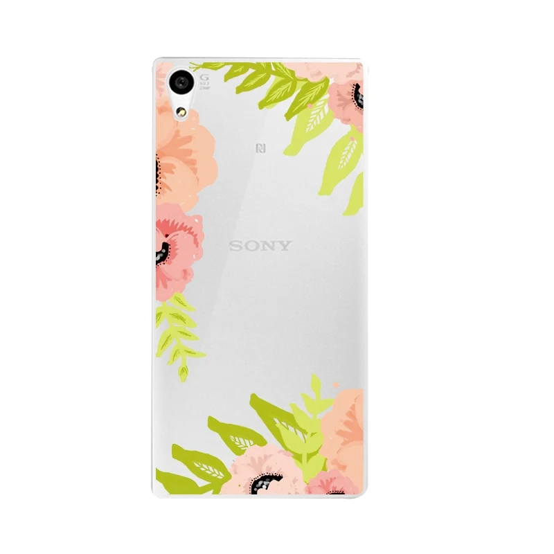 Мягкий прозрачный чехол из ТПУ для телефона Sony Z2 Z3 Z4 Z5 C3 C4 C5 с цветочным принтом и