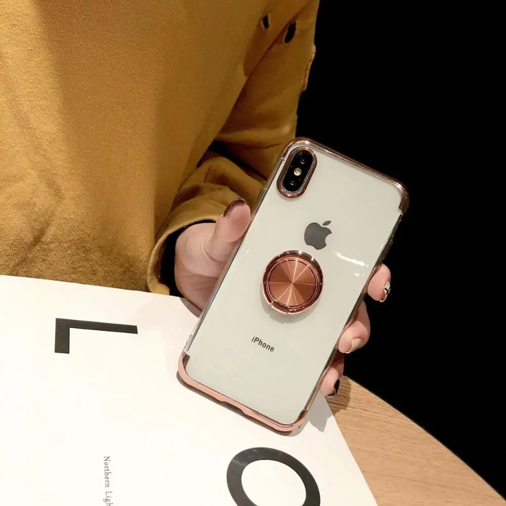 Мягкий ударопрочный чехол из ТПУ с покрытием для телефона iPhone 11 Pro Max 12 кольцом