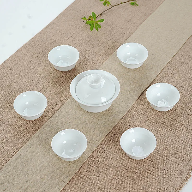 04 Белый фарфоровый чайный сервиз gai wan, 1 чайный сервиз Gaiwan, 6 чашек, красивый и легкий чайный сервиз gaiwan, фарфоровый сервиз для путешествий, чайные сервизы из Китая - Цвет: 04