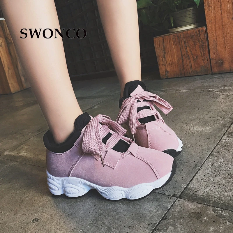 SWONCO/женские зимние кроссовки; коллекция года; кожаная короткая плюшевая теплая обувь для девочек; женская обувь; зимние кроссовки на платформе; повседневная обувь