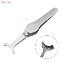 1 pc false eyelashes tweezers eyelash extension applicator flat head rounding edge stainless steel multi function makeup tools