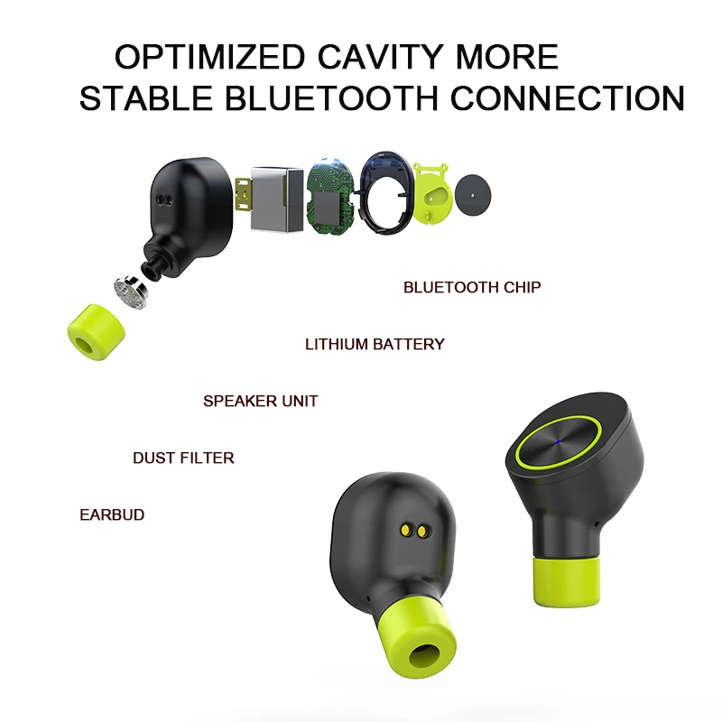 QCR TWS Wireless Earphone In-Ear True Sport Bluetooth Earbuds Best Cordless Earphones with Mic Smallest Stereo headset | Электроника
