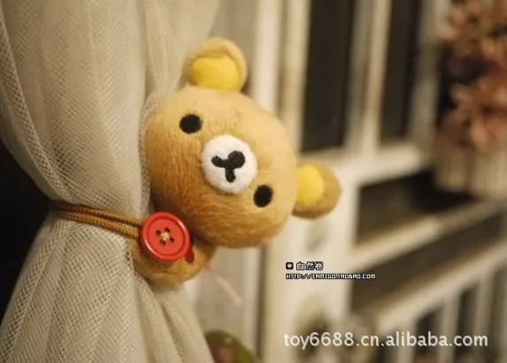 Curtain Buckle Мультяшный милый медведь магниты на холодильник стикер Rilakkuma сообщение клип семейный инструмент плюшевая игрушка подарок девочки дети куклы - Цвет: Curtain Buckle
