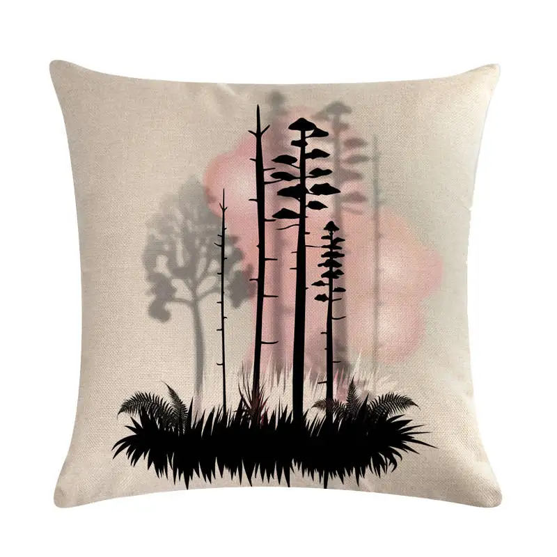 Наволочка для дерева наволочка улицы из хлопка и льна украшения дома черно белые