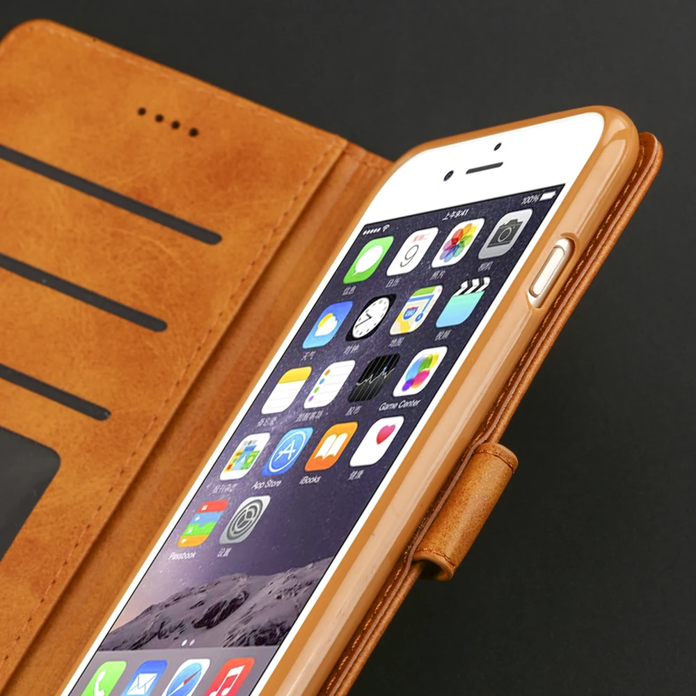 Роскошный кожаный чехол кошелек для iPhone 6 S 7 8 Plus X XS Max XR 11 Pro с отделением карт