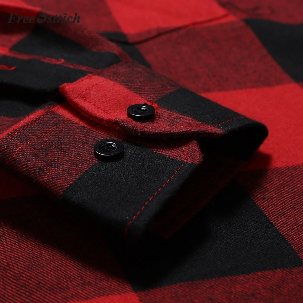Бесплатная Страусиная Мужская модная рубашка в клетку на осень и зиму