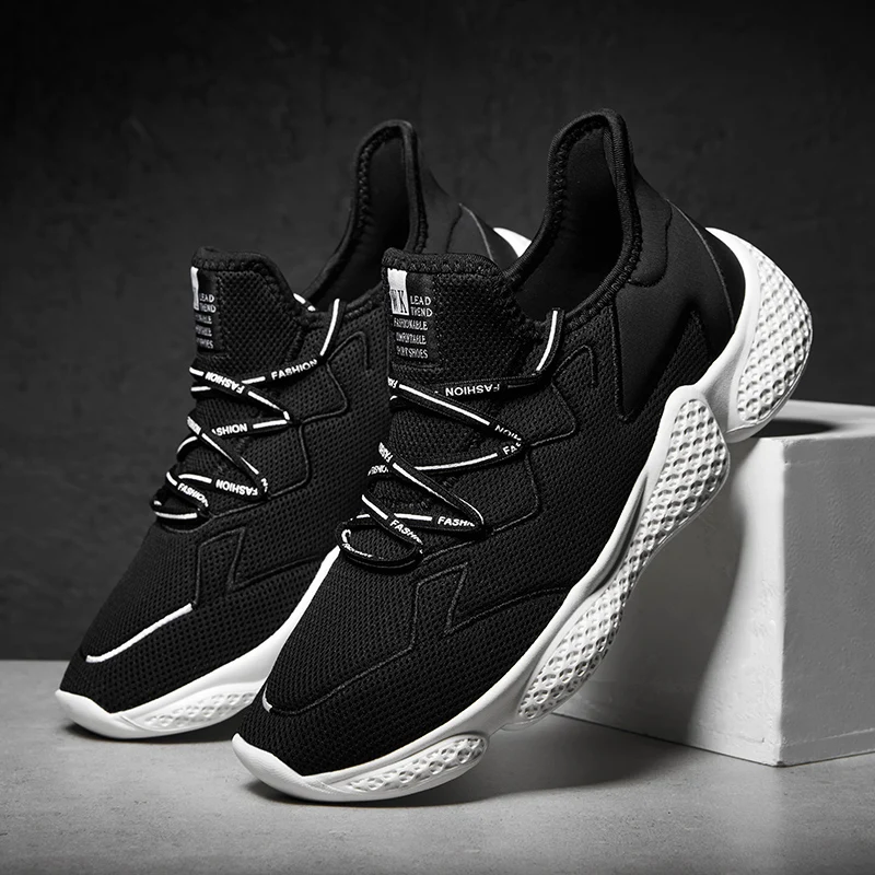 Hemmyi White Sneakers Couple Shoes Mesh Thick Bottom Mens Casual Spring/Autumn Breathable Sapatos Masculino Black | Обувь