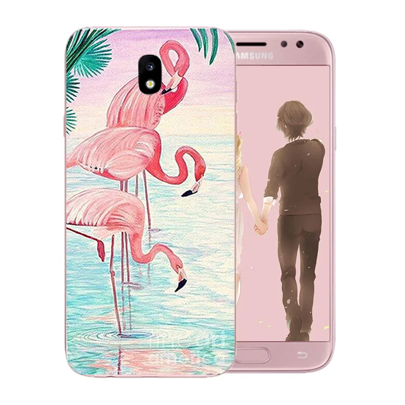 Для Galaxy J7 2017 чехлы для телефонов мягкий TPU Фламинго узор кожа EU 730J/730F/DS J730FM/DS SM-J730FM