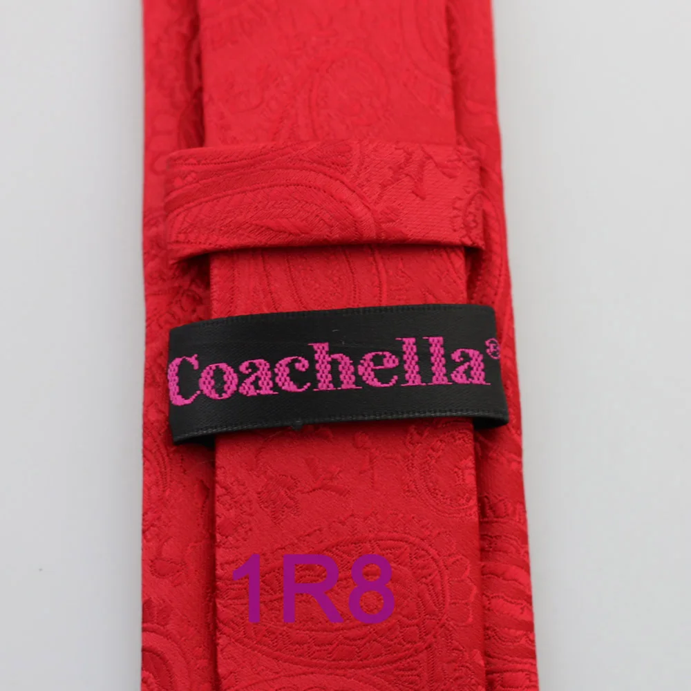 Мужские галстуки Yibei Coachella красные с узором пейсли фирменные 2015 обтягивающие