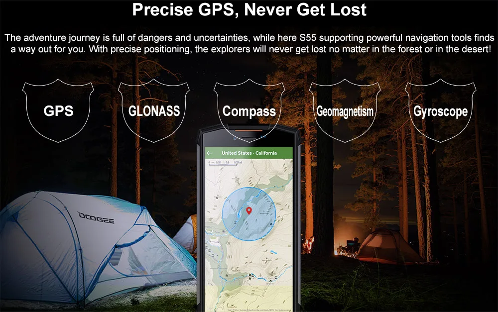IP68 Водонепроницаемый DOOGEE S55 5,5 дюймов 18:9 смартфон 4 ГБ ОЗУ 64 Гб ПЗУ 5500 мАч MTK6750T Восьмиядерный Android 8,0 две sim-карты 13,0 МП 5V2A