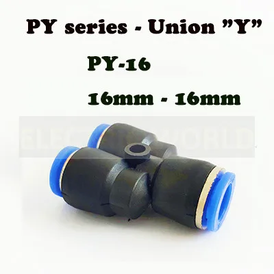 PY-16 "Y" Пневматический соединитель фитинг тройник Union Push In фитинг для пневматической трубы соединения OD 4 6 8 10 12 14 16 мм пневматические фитинги PY PW - Цвет: PY-16