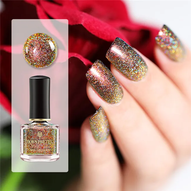 Born pretty, голографическая лак для ногтей с павлином, 6 мл, лак Nagellak, блестящие украшения для ногтей, лак для ногтей, черная основа, необходимая для самостоятельного маникюра - Цвет: BP06