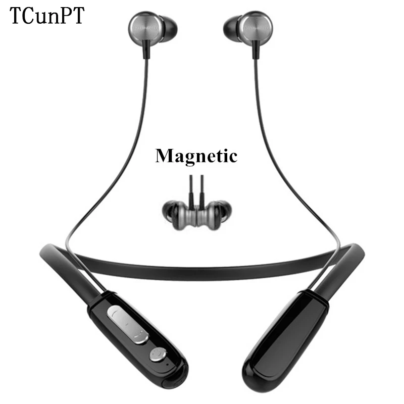 TCunPT Новые магнитные беспроводные Bluetooth наушники гарнитура с шейным ободом