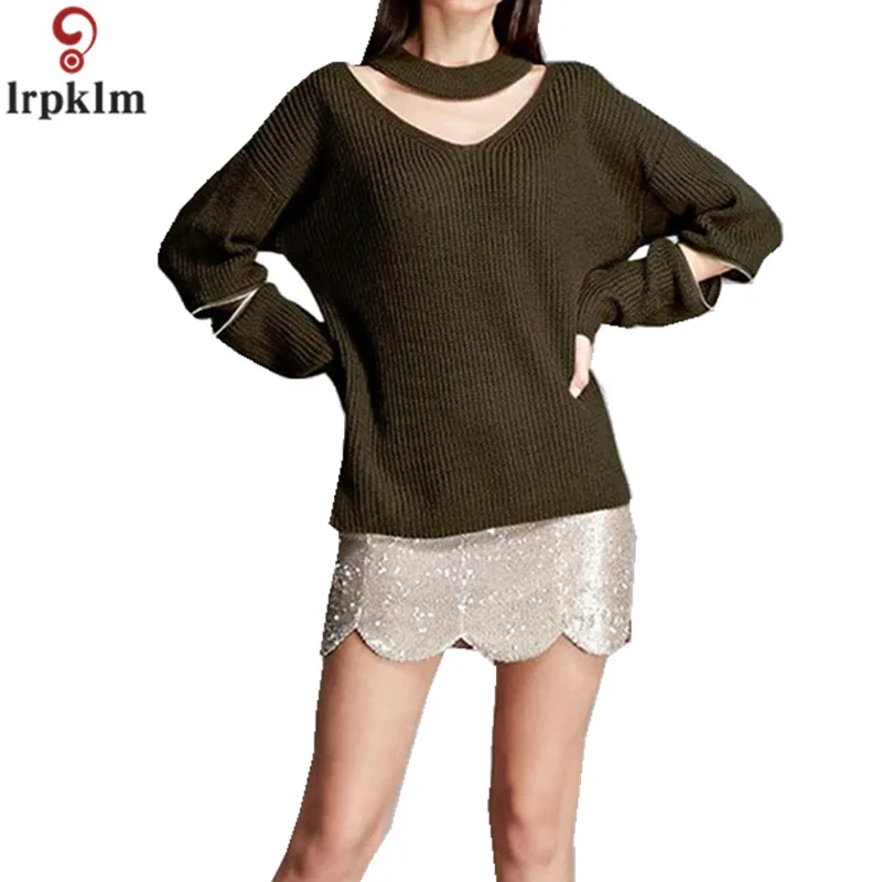 Женский вязаный свитер с v-образным вырезом зимний женский свободный однотонный