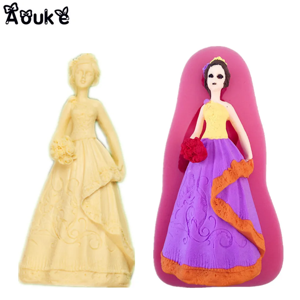 

Bride Dolls Shape Silicone Mold Cake Chocolate Molds Cookies Pastry Pudding Ice Cube Mould Wedding Decoration DIY Baking Tools