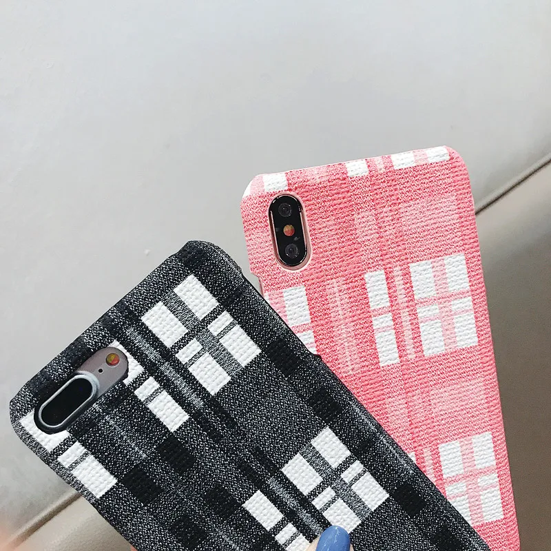VOVTA Grid Phone Case For Apple iPhone X 8 7 6S 6 Plus Lattice Cute Fashion Soft Back Cover Cases 10 XS MAX XR case |
