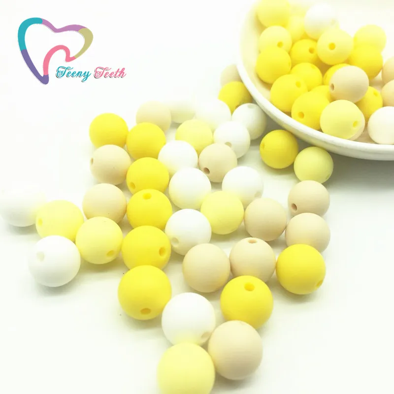 Teeny Teeth 50PCS Yellow Series Colors Combo Silicone Round Dia 12-15 MM Loose Beads Teething | Украшения и аксессуары
