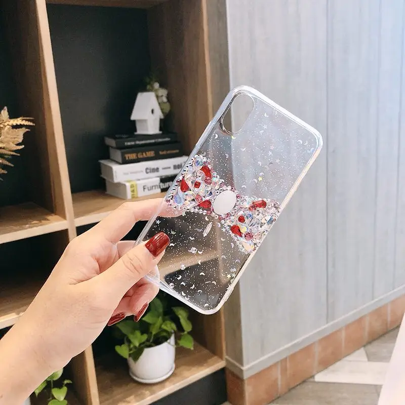 Алмазный ручной работы Южная Корея Роскошный горный хрусталь лук для iPhone X 8 7 6s plus