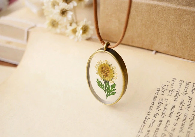 Фомальгаут натуральный из кожи с изображением подсолнуха цепи ожерелье длинное