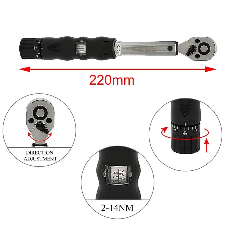 

New 2-14NM Window Type Small Torque Wrench 1/4 High Quality Qicycle Repair Tools YS-BUY