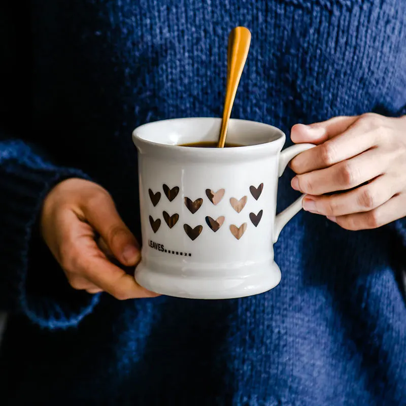 NEW Creative Vintage Gold Love Ceramic Coffee Mug Porcelain Juice Drinking Water Milk Tea Cup Gift for Friend Couple | Дом и сад
