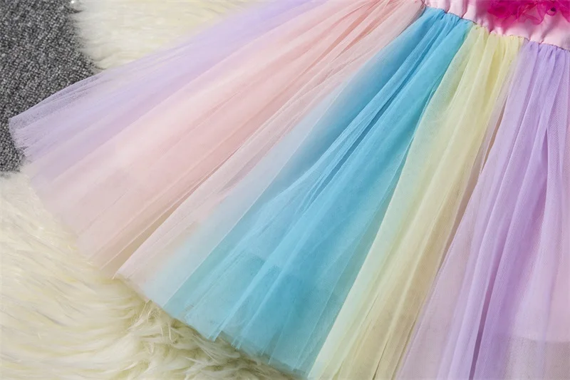 

2019 Girls Dress Fancy Kids Dresses Children Unicorn Vestido Infantil Princess Rainbow Outfits Dress Summer Kids Dress For Girls