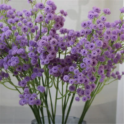 purple 1 шт. деревенские Искусственные цветы Гипсофилы дышащий искусственный букет мягкий клей материал Гипсофилы для свадьбы, дома, вечерние украшения - Цвет: purple